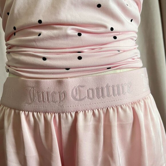 Y2K Vintage Juicy Couture Pink Rhinestone Satin Shorts - Picture 7 of 8
